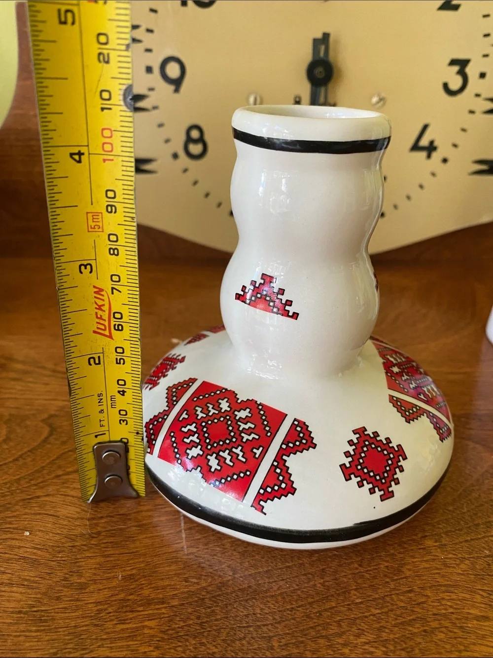 Ukrainian Folk Art Design Ceramic Vase Candle Holder Made in Canada - Picture 7 of 9